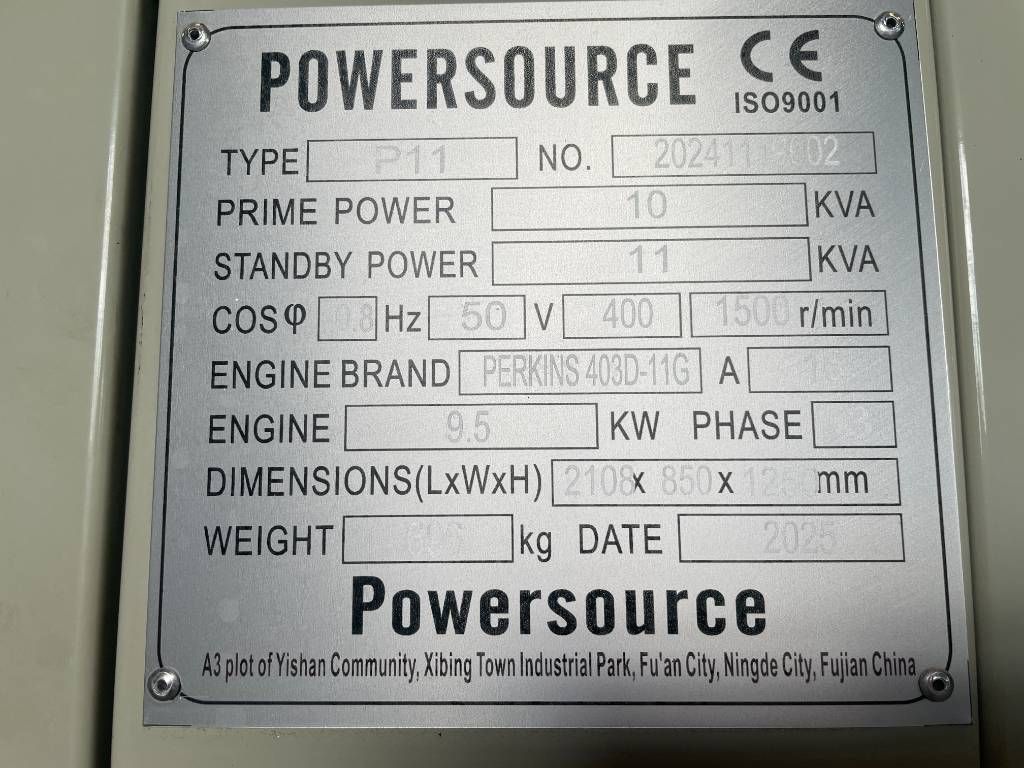 Perkins 403D-11G - 11 kVA Used Generator - DPX-12667