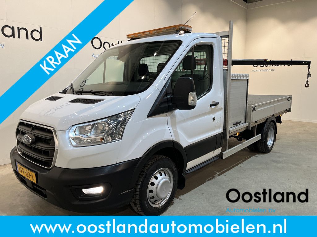 Ford Transit 350 2.0 TDCI L2 Trend RWD Open Laadbak / Maxilift kraan / Euro 6 / Trekhaak 3.000 KG / Dubbel Lucht / Airco / Cruise Control / 3-Zits / 67.000 KM !!
