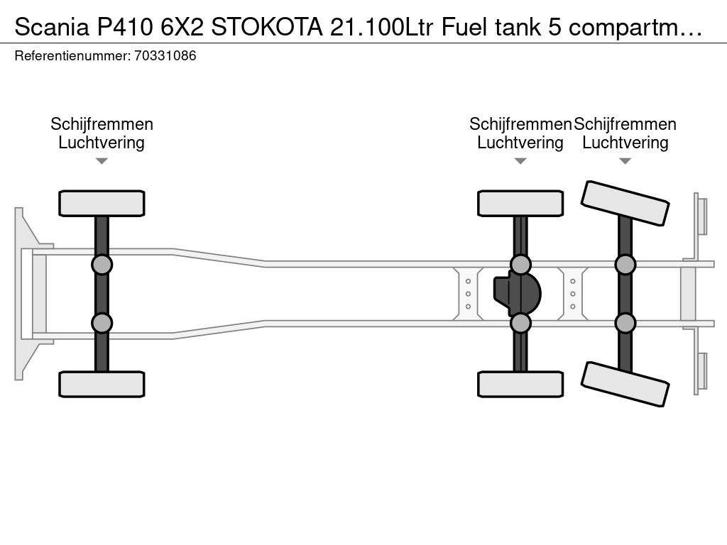 Scania P410 6X2 STOKOTA 21.100Ltr Fuel tank 5 compartments Full Air Steering axle Euro 6