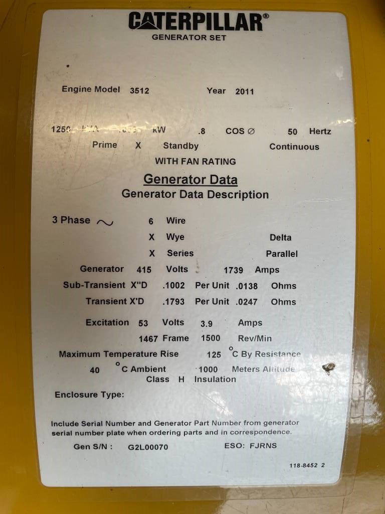 CAT 3512 - 1250 kVA Used Generator - DPX-12662