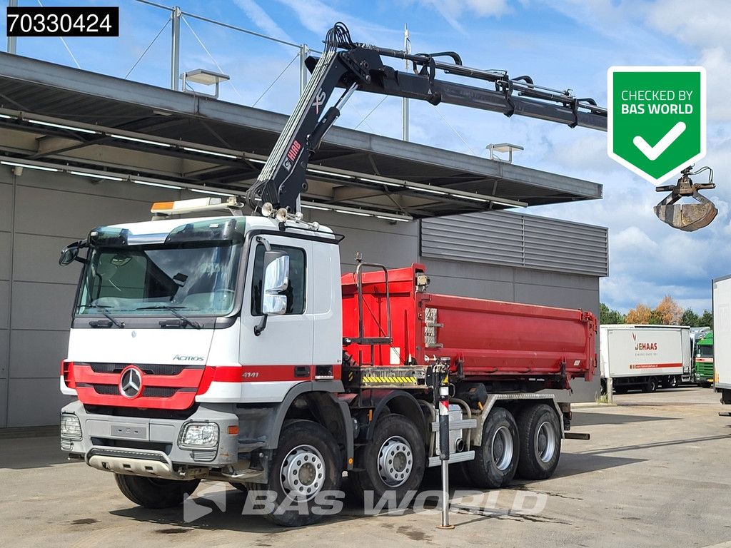Mercedes Actros 4141 8X4 HIAB 166 D-4 Hiduo Crane 11m3 2-way tipper Steelsuspension Big-Axle Euro 5