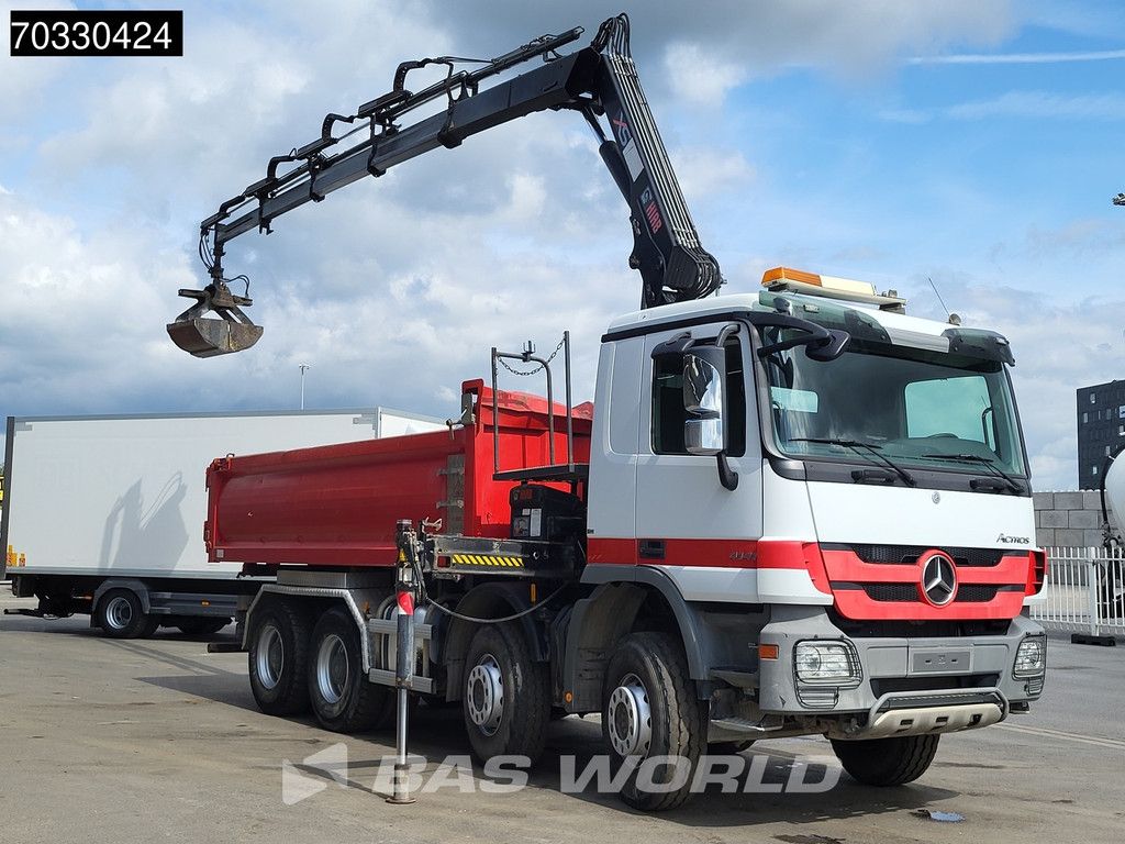 Mercedes Actros 4141 8X4 HIAB 166 D-4 Hiduo Crane 11m3 2-way tipper Steelsuspension Big-Axle Euro 5