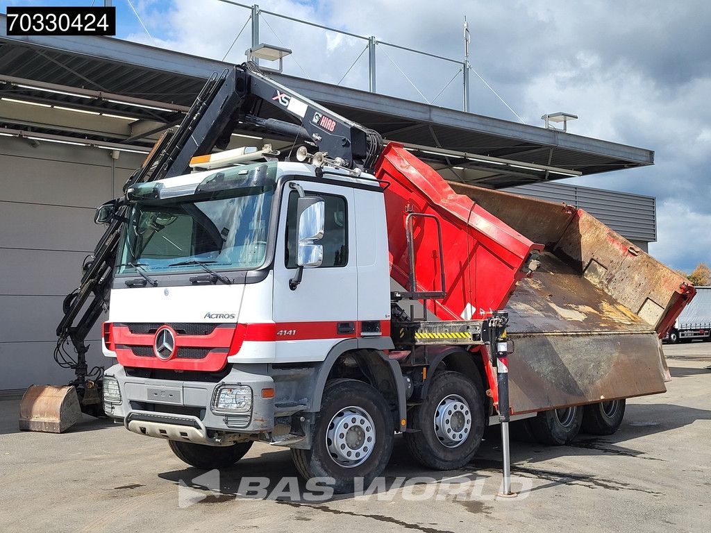 Mercedes Actros 4141 8X4 HIAB 166 D-4 Hiduo Crane 11m3 2-way tipper Steelsuspension Big-Axle Euro 5