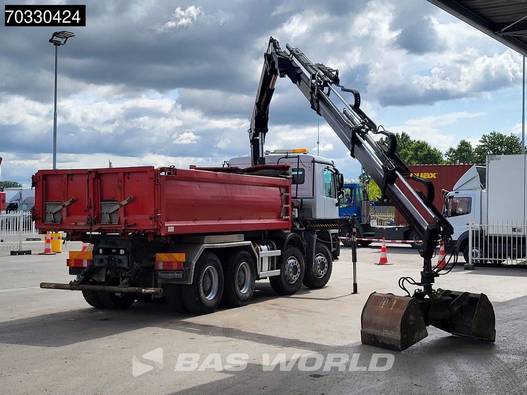 Mercedes Actros 4141 8X4 HIAB 166 D-4 Hiduo Crane 11m3 2-way tipper Steelsuspension Big-Axle Euro 5