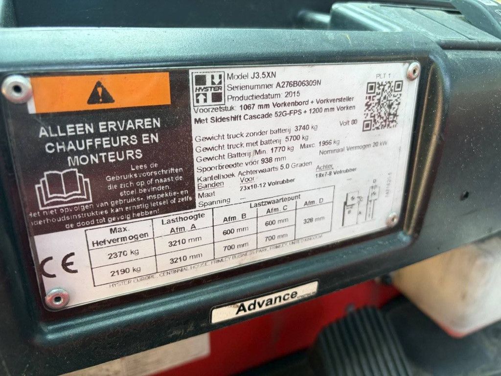 Hyster J3.5XN Elektrogabelstapler 3500 kg 3,21 m 2015