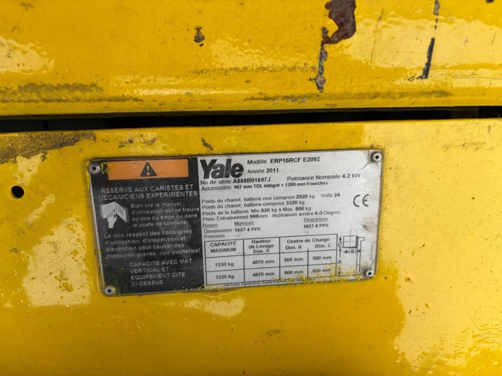 Gabelstapler Yale ERP15 Elektro 1500 kg 4,87 m 2011
