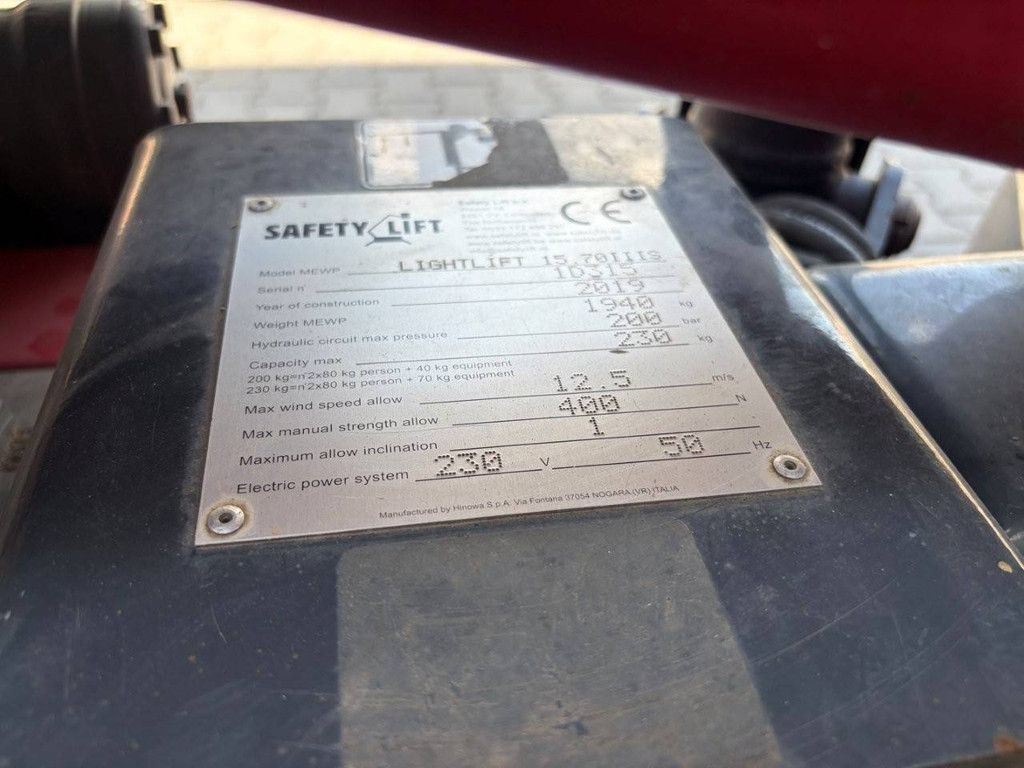 Spinhoogwerker Safety Lift Lightlift 15.70IIIS Elektrisch+Benzine 15.4m 2019