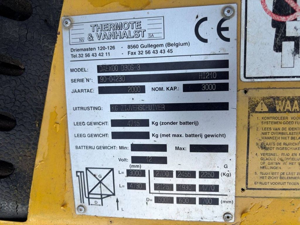 Forklift Daewoo D30S-3 Diesel 3000kg 4.73m 2000