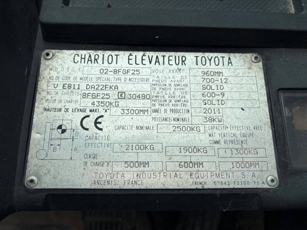 Gabelstapler Toyota 02-8FGF25 LPG 2500kg 3,3m 2011