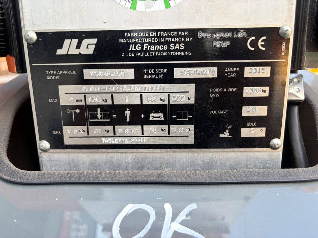 JLG Toucan Duo Electric Mast Lift 6m 2015