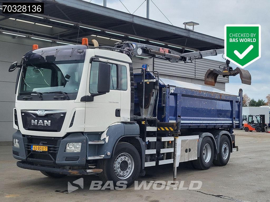 MAN TGS TGS 28.360 6X2 NL-Truck HMF 1643 Z2 Crane 13m3 2-way tipper Lift+Steering axle Euro 6