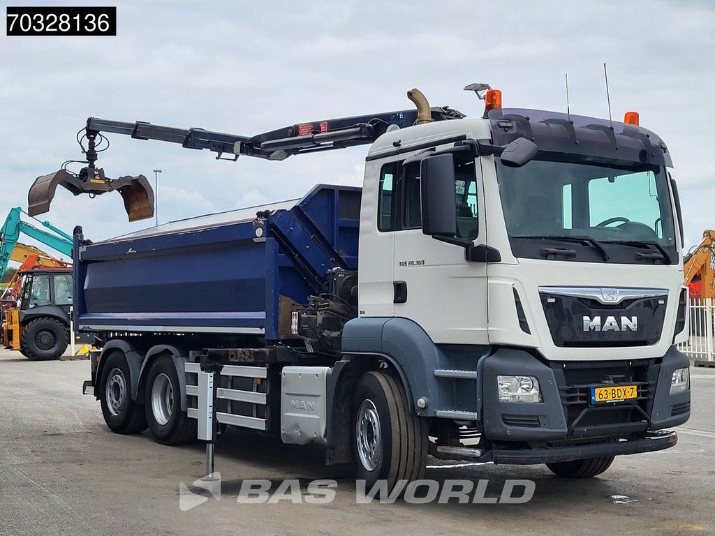 MAN TGS TGS 28.360 6X2 NL-Truck HMF 1643 Z2 Crane 13m3 2-way tipper Lift+Steering axle Euro 6