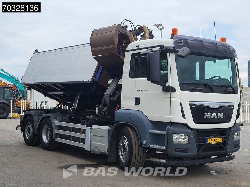 MAN TGS TGS 28.360 6X2 NL-Truck HMF 1643 Z2 Crane 13m3 2-way tipper Lift+Steering axle Euro 6