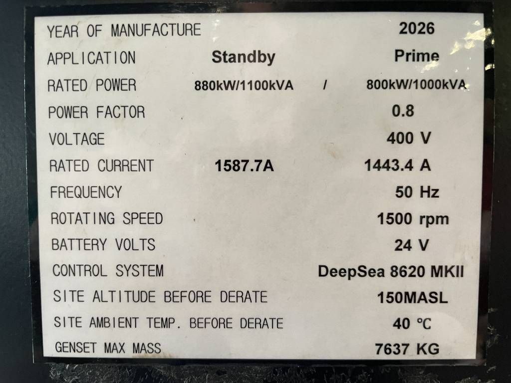 Cummins KTA38-G5 - 1.100 kVA Generator - DPX-18814