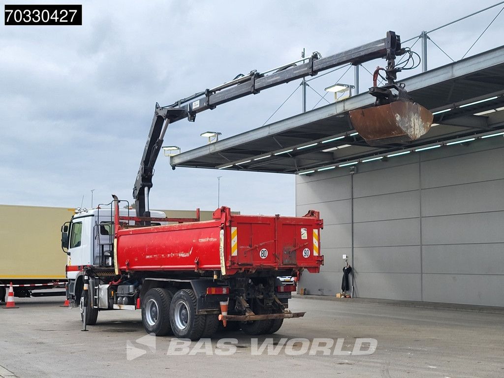 Mercedes Actros 3341 6X4 HIAB 144 B-3 HIDUO Kran Crane 10m3 3-way tipper Steel suspension Euro 5