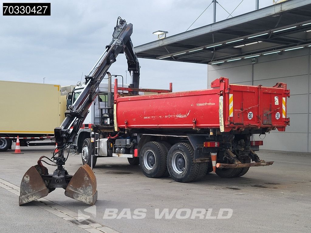 Mercedes Actros 3341 6X4 HIAB 144 B-3 HIDUO Kran Crane 10m3 3-way tipper Steel suspension Euro 5