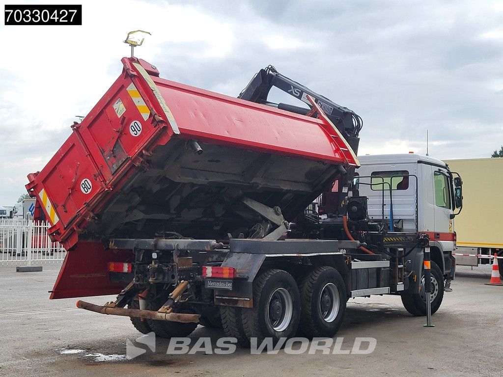 Mercedes Actros 3341 6X4 HIAB 144 B-3 HIDUO Kran Crane 10m3 3-way tipper Steel suspension Euro 5
