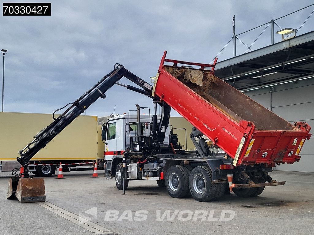 Mercedes Actros 3341 6X4 HIAB 144 B-3 HIDUO Kran Crane 10m3 3-way tipper Steel suspension Euro 5