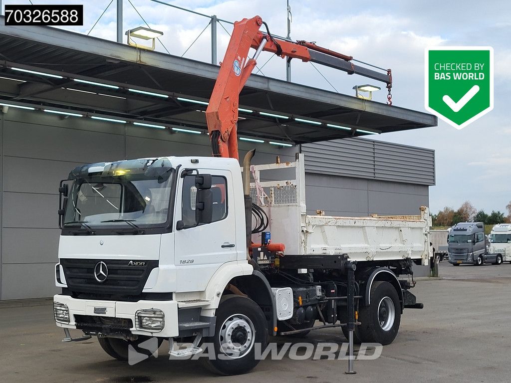 Mercedes Axor 1828 4X2 HMF 1063K2 Kran Crane Marrel 2-way tipper Steel suspension Euro 4