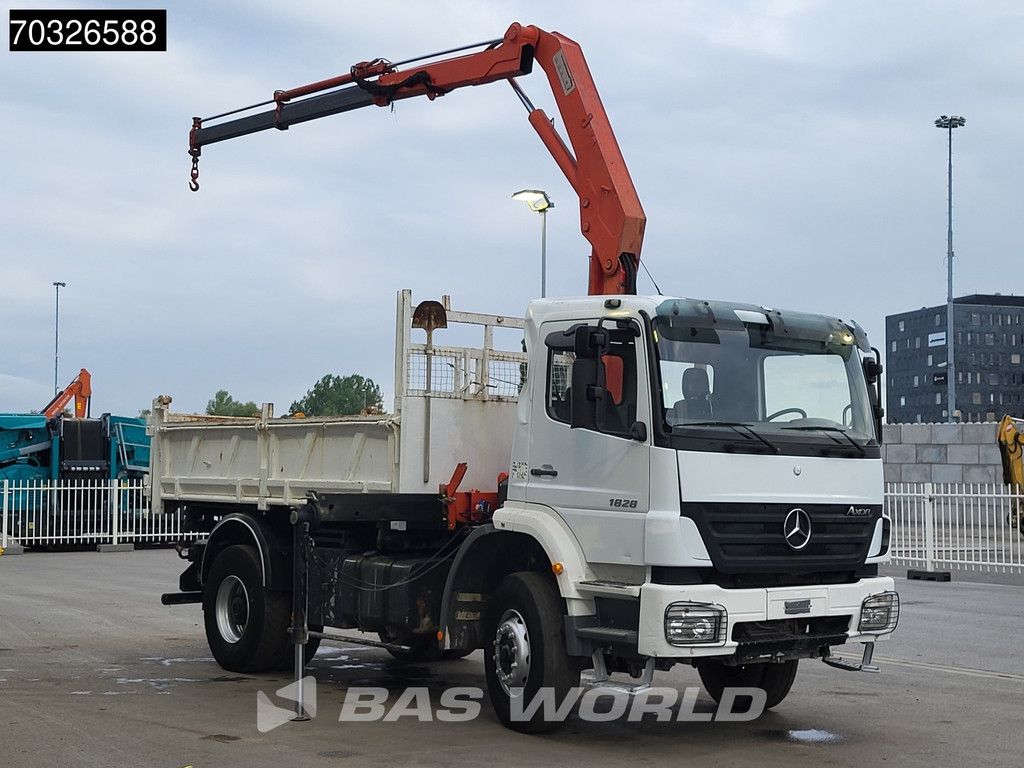 Mercedes Axor 1828 4X2 HMF 1063K2 Kran Crane Marrel 2-way tipper Steel suspension Euro 4