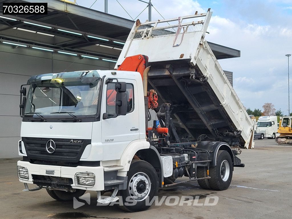 Mercedes Axor 1828 4X2 HMF 1063K2 Kran Crane Marrel 2-way tipper Steel suspension Euro 4