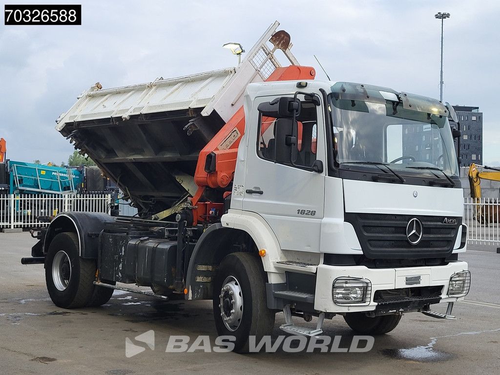 Mercedes Axor 1828 4X2 HMF 1063K2 Kran Crane Marrel 2-way tipper Steel suspension Euro 4