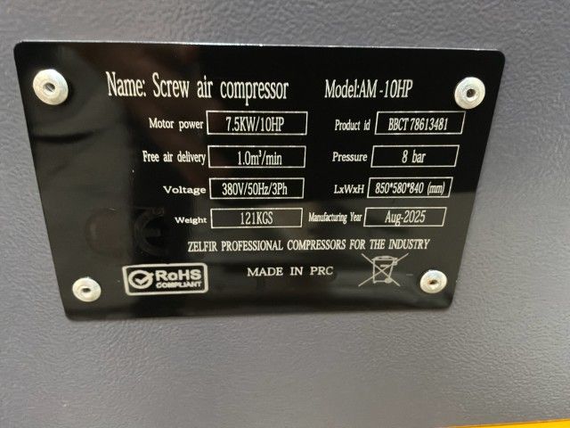 2025 Zelfir AM 10 HP Schroefcompressor (ongebruikt)