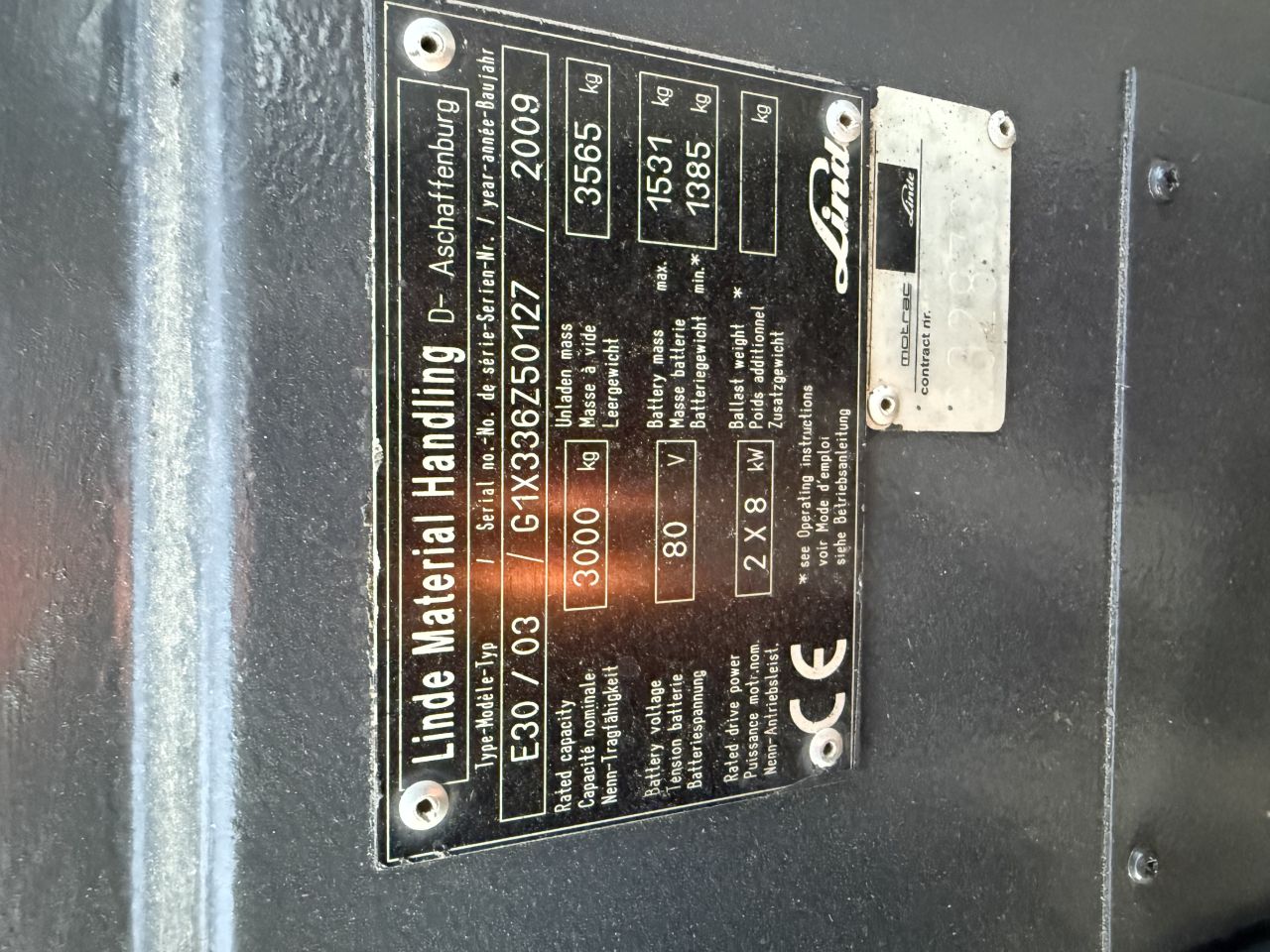 Linde E30/03 S triplex freelift Sideshift 3500uur BJ2009