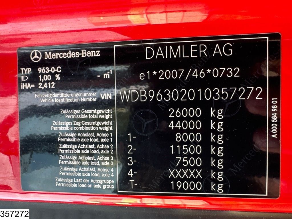Mercedes Actros 2551 6x2, EURO 6, 110 m³, Retarder, Standairco, Combi