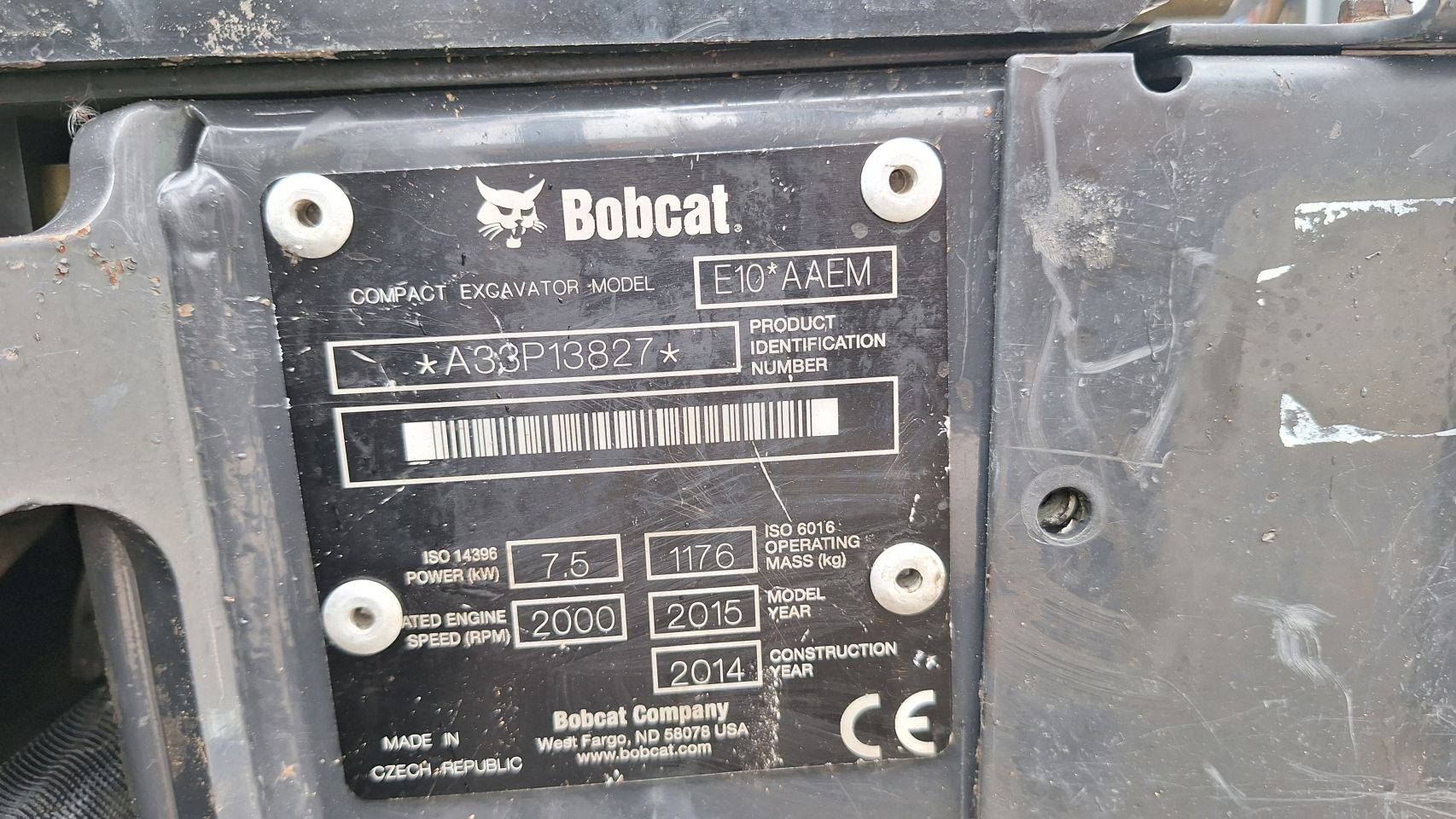 Bobcat E10 sloop/sorteer functie 1800uur/2014