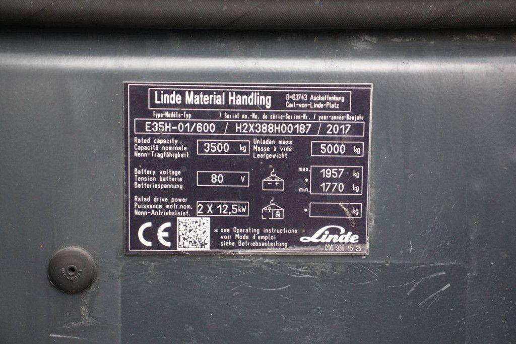 Heftruck Linde E35H-01/600 Elektrisch 3500kg 4.15m 2017