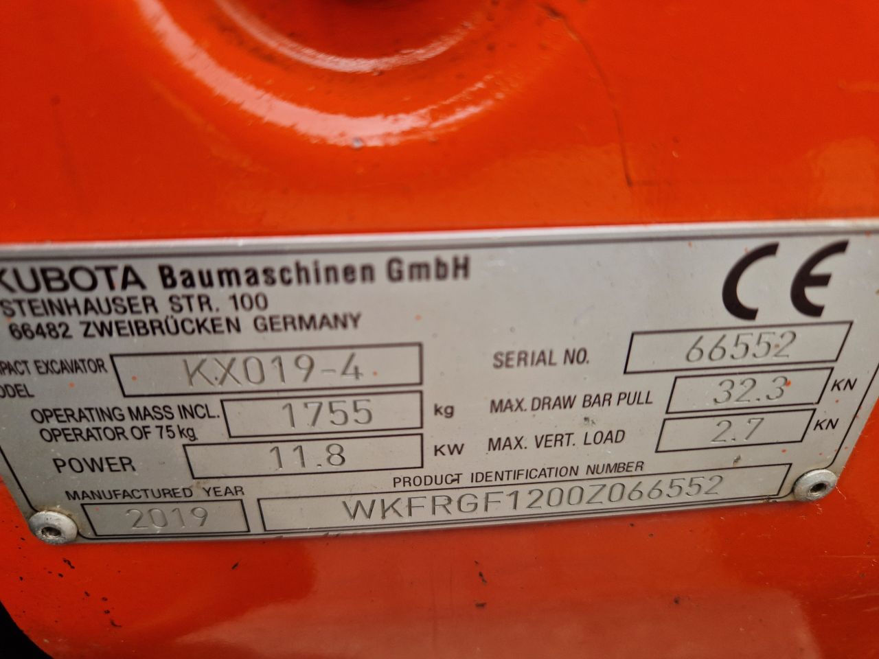 Minigraver kubota kx 019