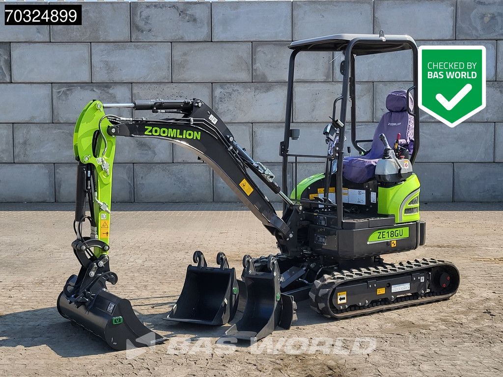 Zoomlion ZE18 GU KUBOTA ENGINE - CW / 3 BUCKETS - CE CERTIFIED