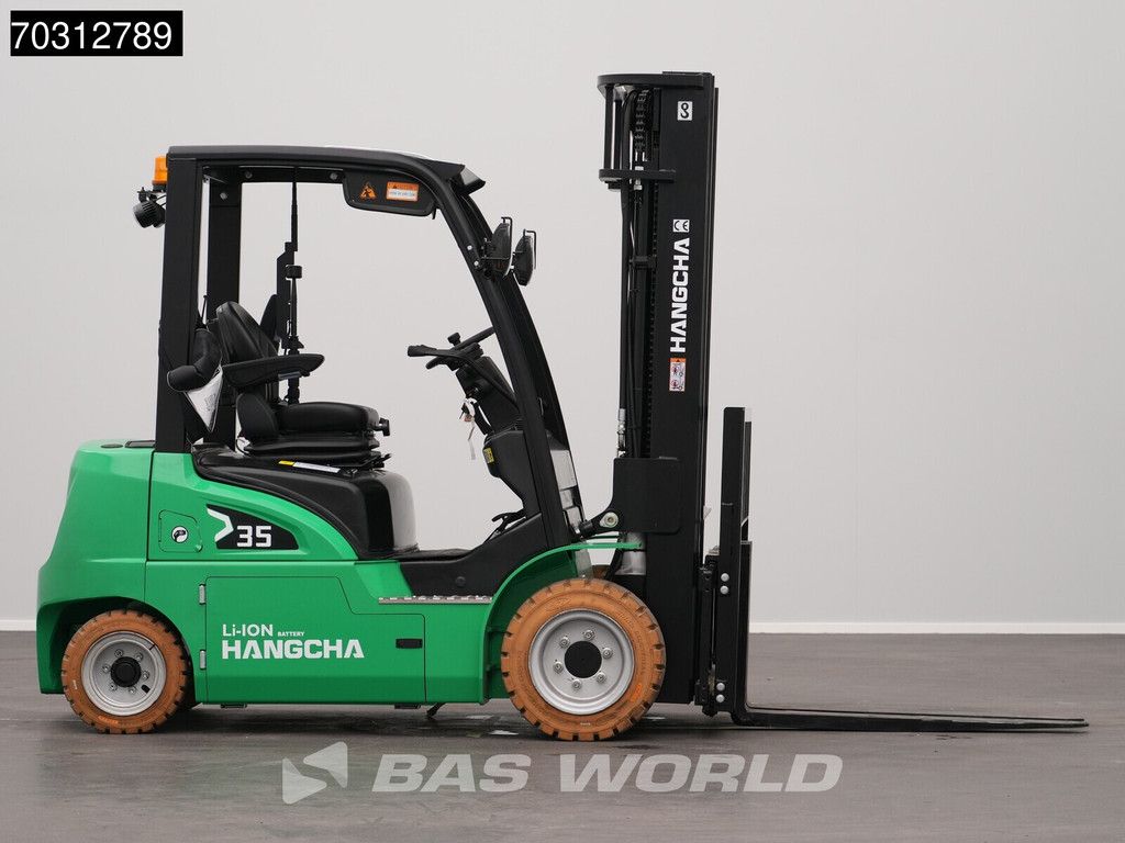Hangcha CPD35 Electric Forklift - Li-ion - Triplex - Free lift - Side shift