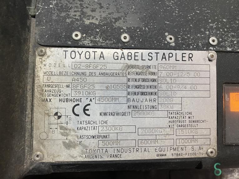 Heftrucks LPG Toyota 02-8 FGF 25 2008 Side-shift