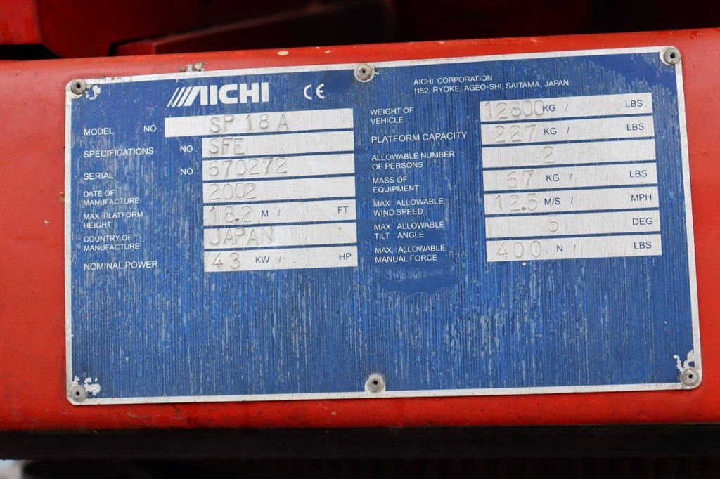 Teleskop-Arbeitsbühne Aichi SP18A Diesel 20m 2002