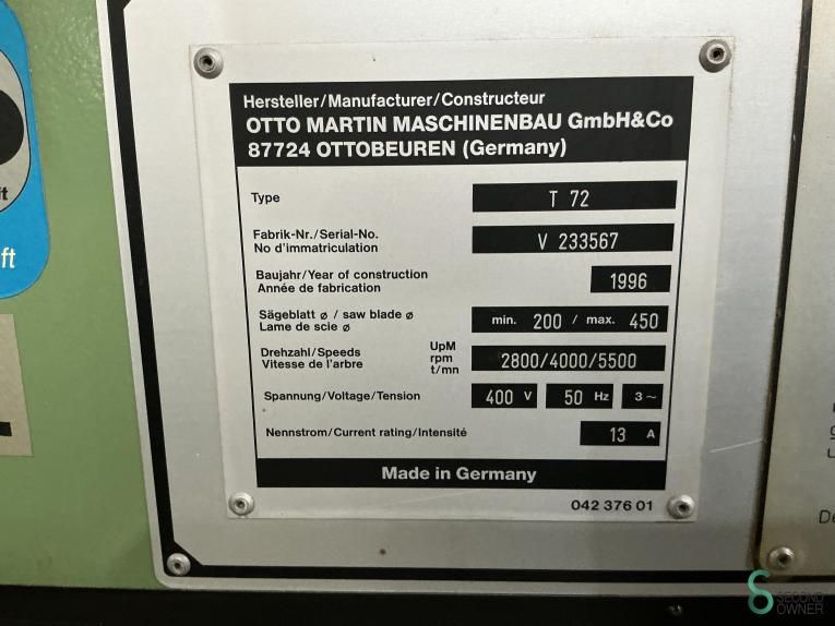 Formaatzagen Martin T 72 - 3,3 1996