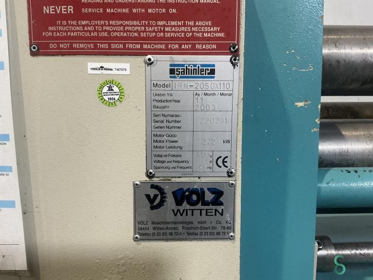 Plaatwalsen Sahinler IRM 2050-110 2003