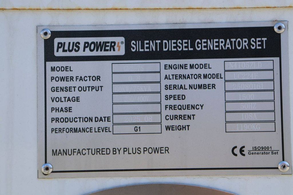 Generator Plus Power GF2-75 Diesel 75kVA 2025 Neu