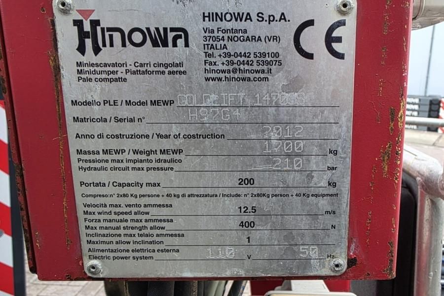 Hinowa GL14.70IIIS Hybrid Diesel-230V, 14m Working Heigth