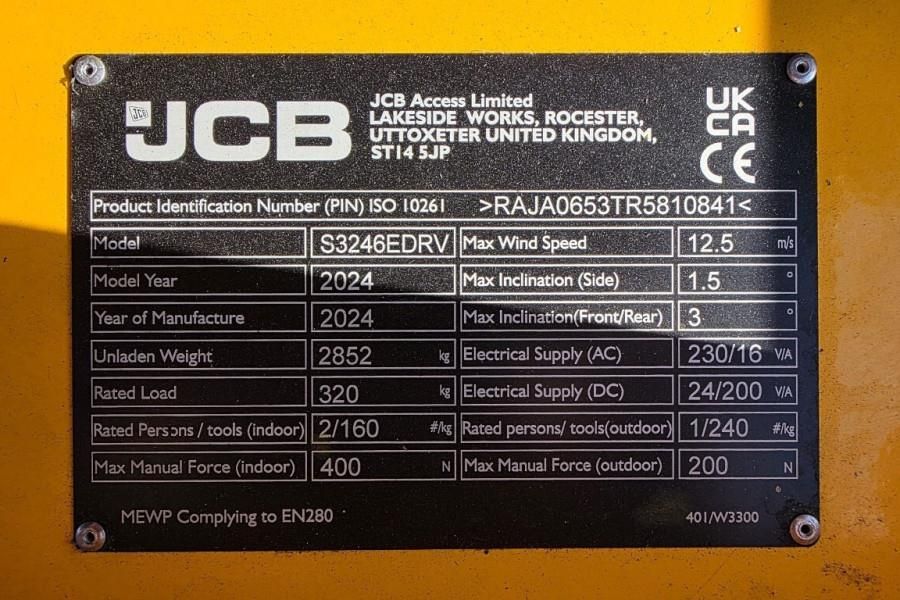 JCB S3246E Electric, 12m Working Height, 320kg Capacit