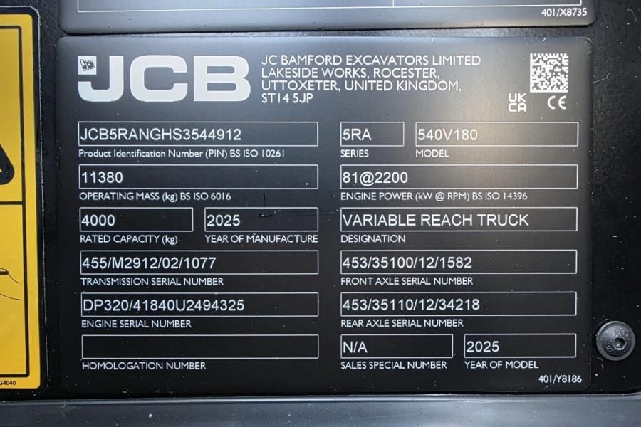 JCB 540V180 Valid inspection, *Guarantee! 4t Cap. 17.5