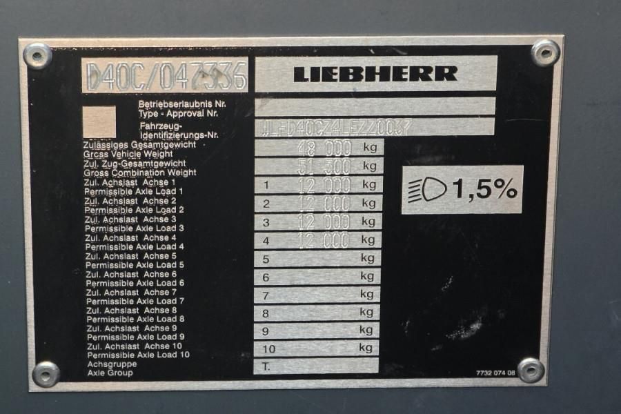 Liebherr MK88-4.1 Dutch vehicle registration, Valid inspect