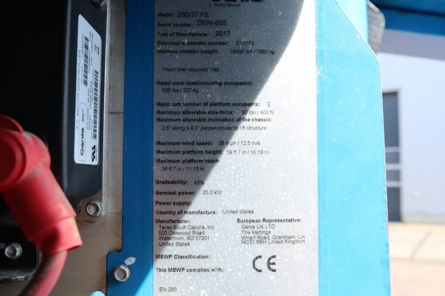Genie Z60/37FE Valid Inspection, Hybrid, 4x4 Drive, 20m