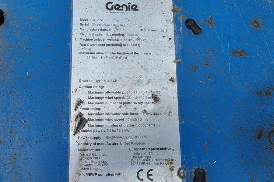 Genie GS3246 Electric, Working Height 11.75 m, 318kg Cap