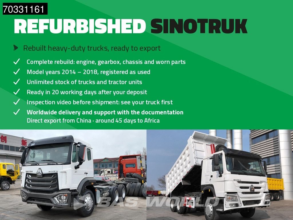 Sinotruk HOWO 371 6X4 Refurbished! 6x4 Hub Full Steel PTO Manual Airco Euro 2