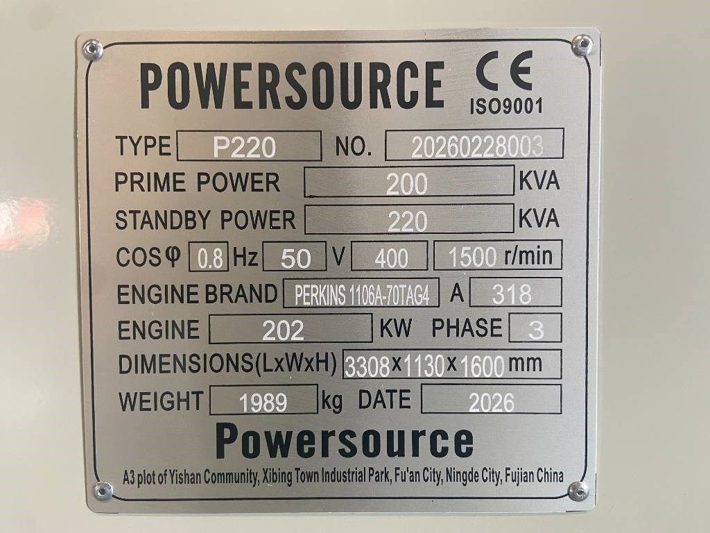 Perkins 1106A-70TAG4 - 220 kVA Generator - DPX-19809