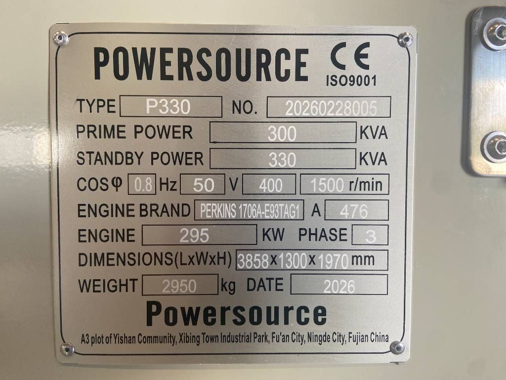 Perkins 1706A-E93TAG1 - 330 kVA Generator - DPX-19811