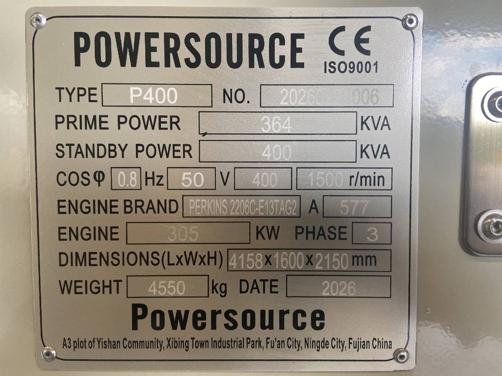 Perkins 2206C-E13TAG2 - 400 kVA Generator - DPX-19812