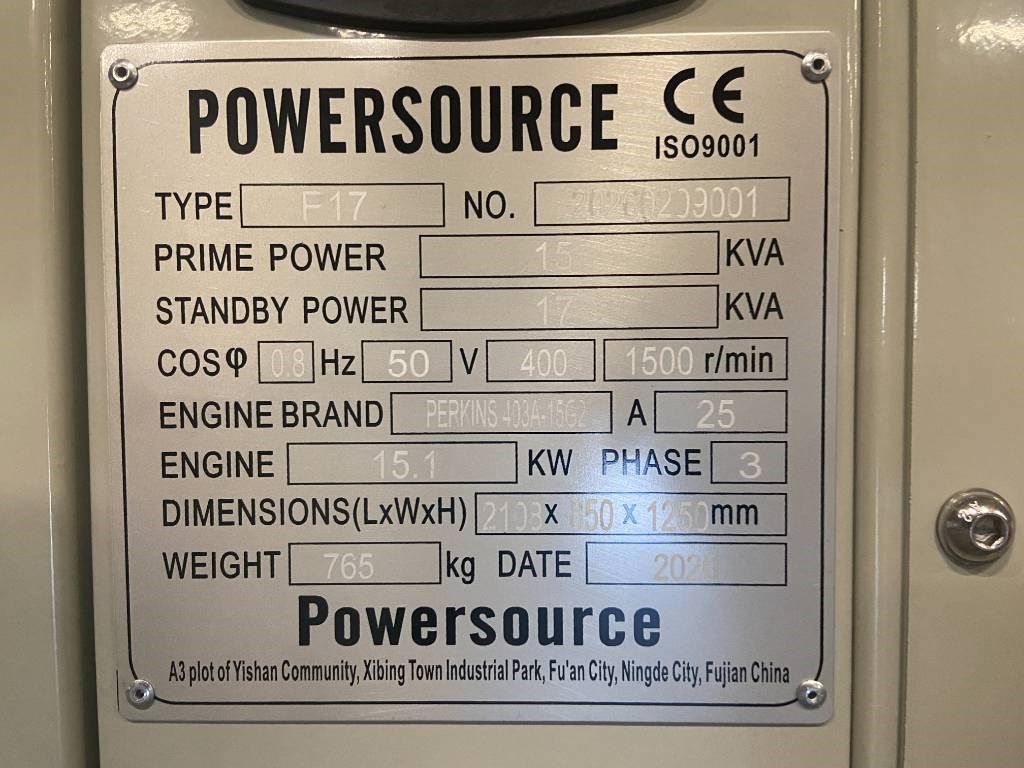 Perkins 403A-15G2 - 17 kVA Generator - DPX-19800.1